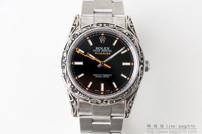 ROLEX勞力士 新品上市 N9最新力作 雕刻手工 純銀殼套 瑞士ETA2824自動上旋機芯 超強防水 鱷魚皮錶帶 高檔男士腕表  wssb4773